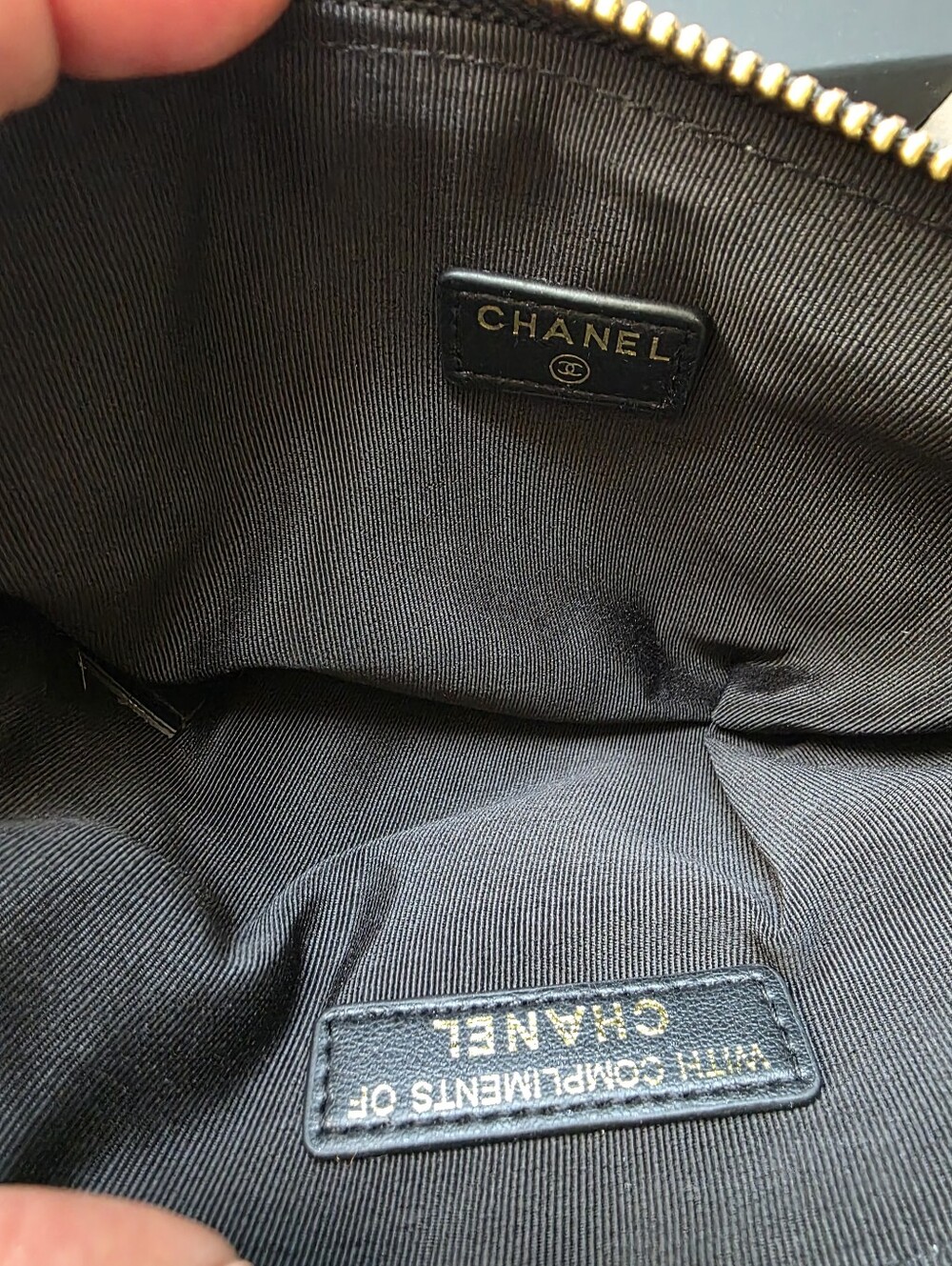 Chanel Black Embroidered Logo Travel Pouch - Picture 5 of 5